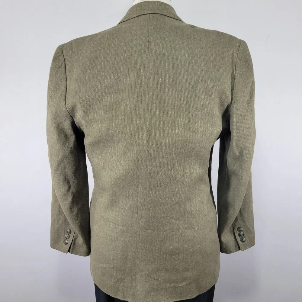 Claiborne Men's Sport Coat Blazer Two Button Green‎ Cotton Linen Blend 40R